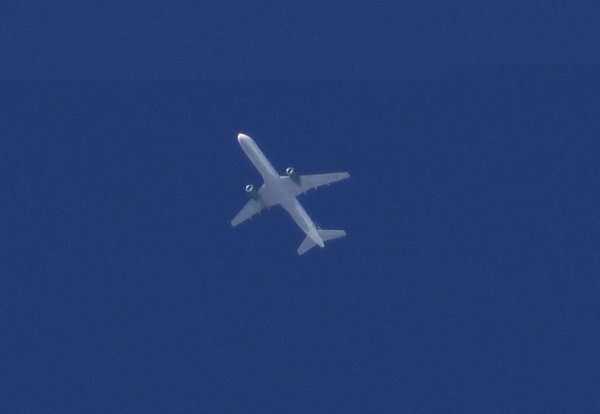 Turkmenistan Airlines Boeing 757. Nice visitor even without contrails.