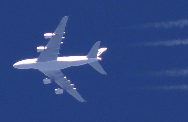 Taken yesterday, Malaysian A380 9M-MND is probably ferried from Finkenwerder (not on Radar).