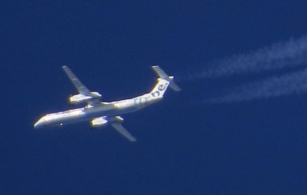 A FlyBE Dash 8 with contrails, as usual no flight data available.