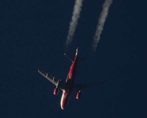 Air Berlin (op. by Belair) A319 (HB-JOY) flying at 38,000 ft from CTA to ZRH