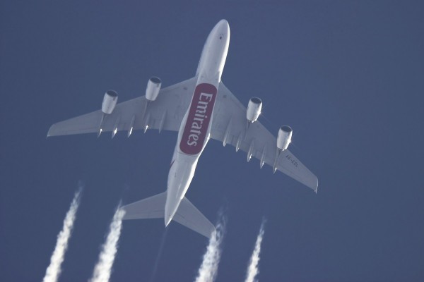Emirates A380 (A6-EDL) flying at  40,000 ft from DXB to LHR