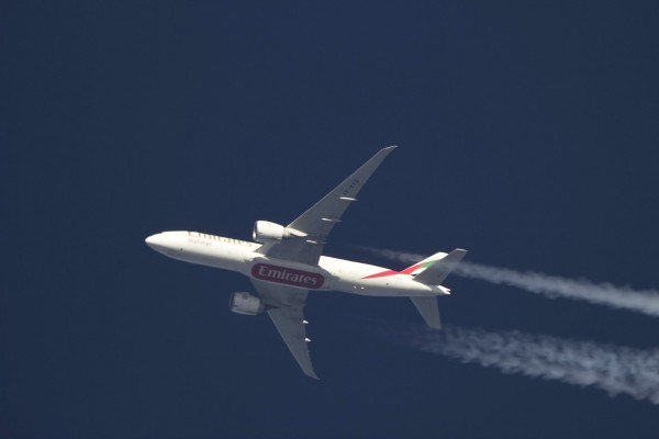 Emirates SkyCargo 777F (A6-EFE) flying at 36,000 ft from DWC to LHR