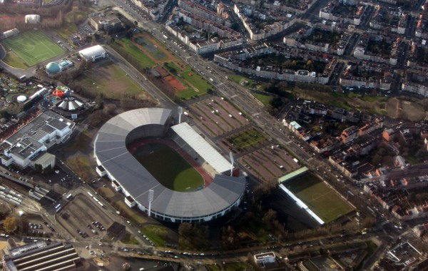 Shortly after take-off, the Heysel stadion