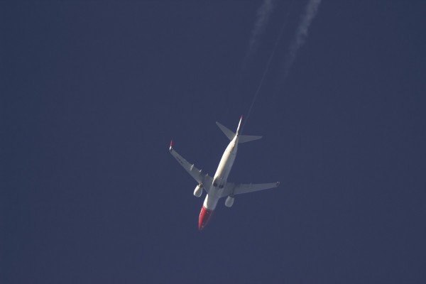 Norwegian (Otto Sverdrup livery) 738 (LN-DYO) flying at 36,000 ft from AGP to MUC