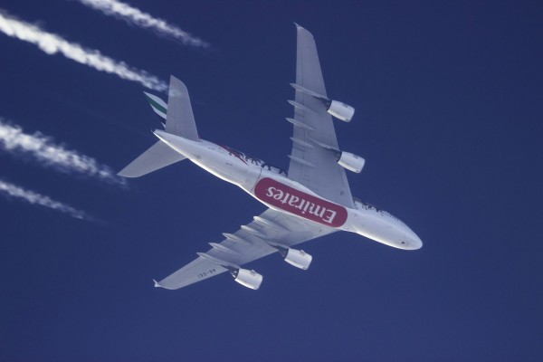 Emirates (United for Wildlife Livery) A388 (A6-EEI) flying at 40,000 ft from DXB to LGW