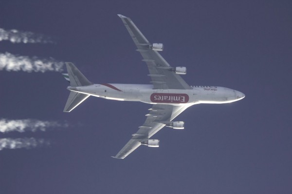 Emirates SkyCargo 744F (OO-THC) flying at 36,000 ft from DWC to LHR