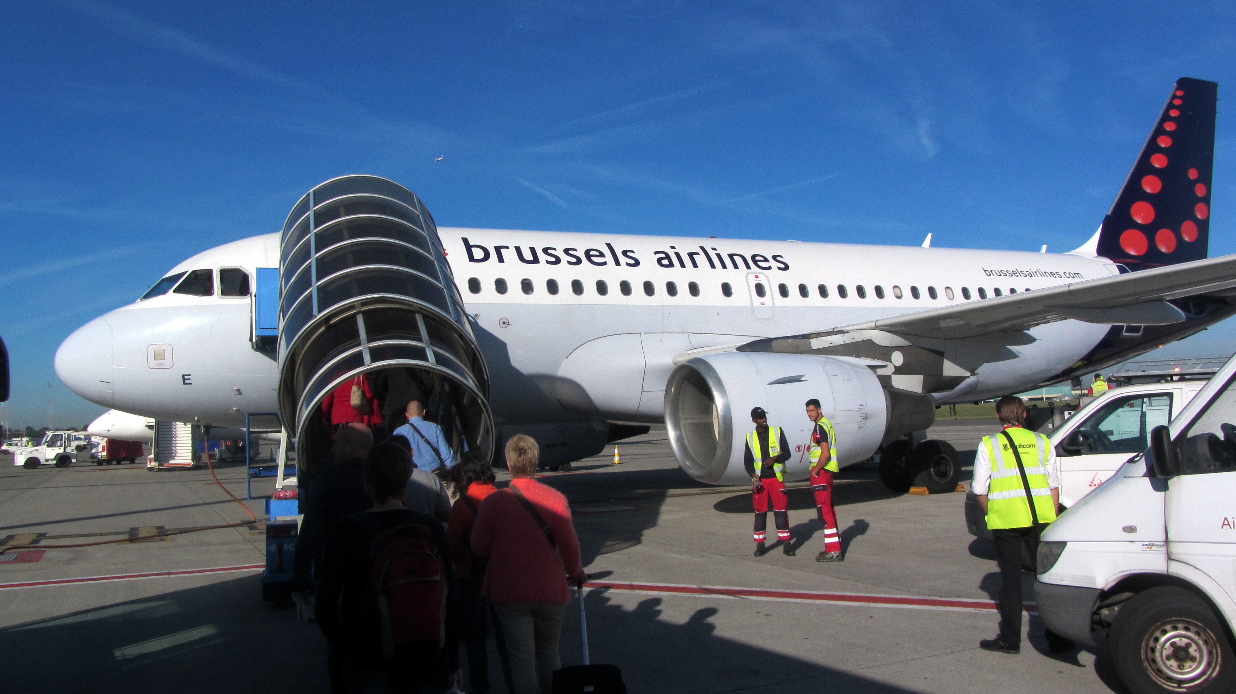 Boarding in front of the plane