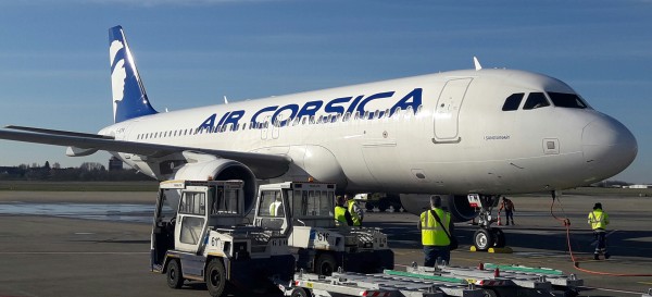 Air Corsica Airbus A320 F-HZFM on CRL Tarmac after arrival