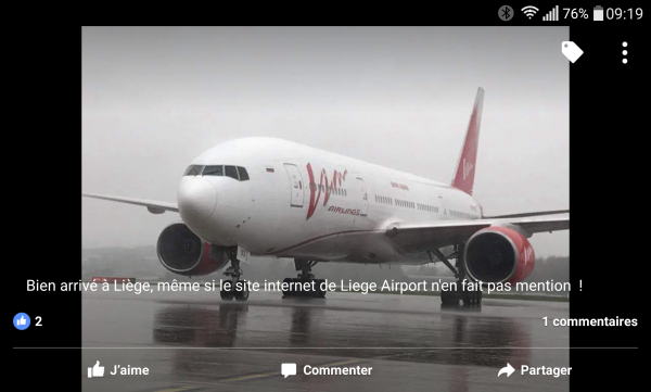 VIM Airlines B777 at Liege Airport
