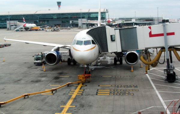 At gate in Heathrow