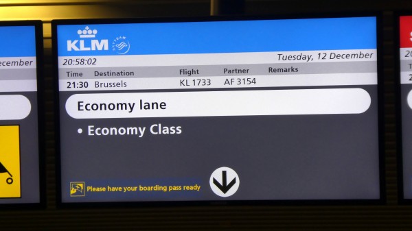 Boarding KLM flight KL1733 to Brussels