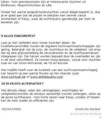 Article published in De Standaard