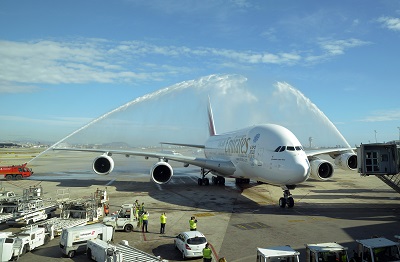 Emirates A380 in BCN