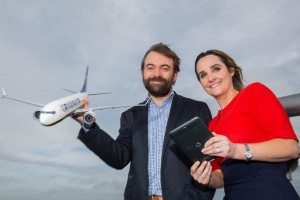 Ryanair’s John Hurley & Vodafone’s Anne Sheehan, launching the new partnership