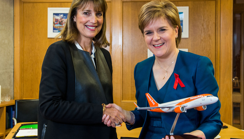 Photographer Ian Georgeson, 07921 567360 Easyjet chief executive Carolyn McCall and First Minister Nicola Sturgeon