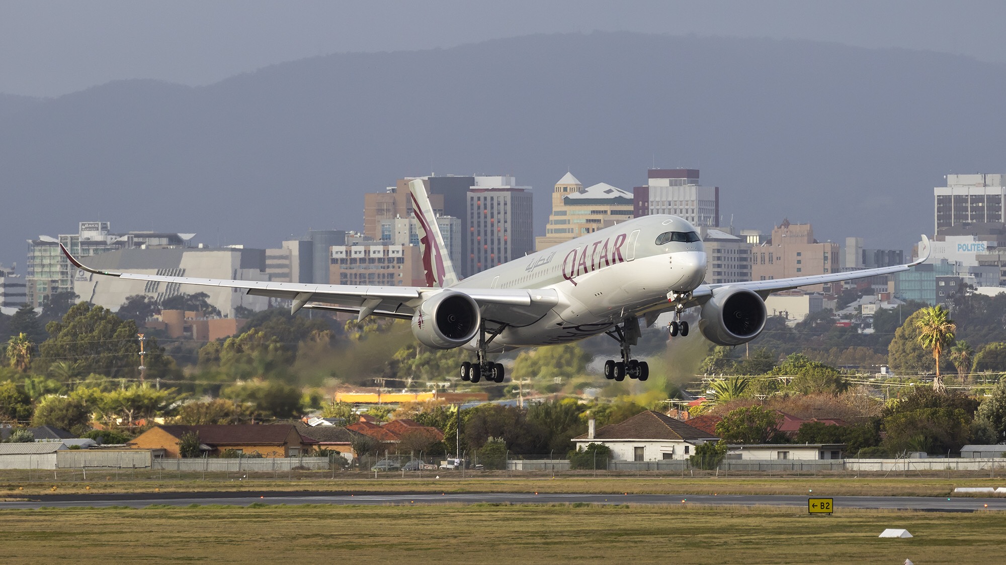 Qatar Airways A350 in Adelaide