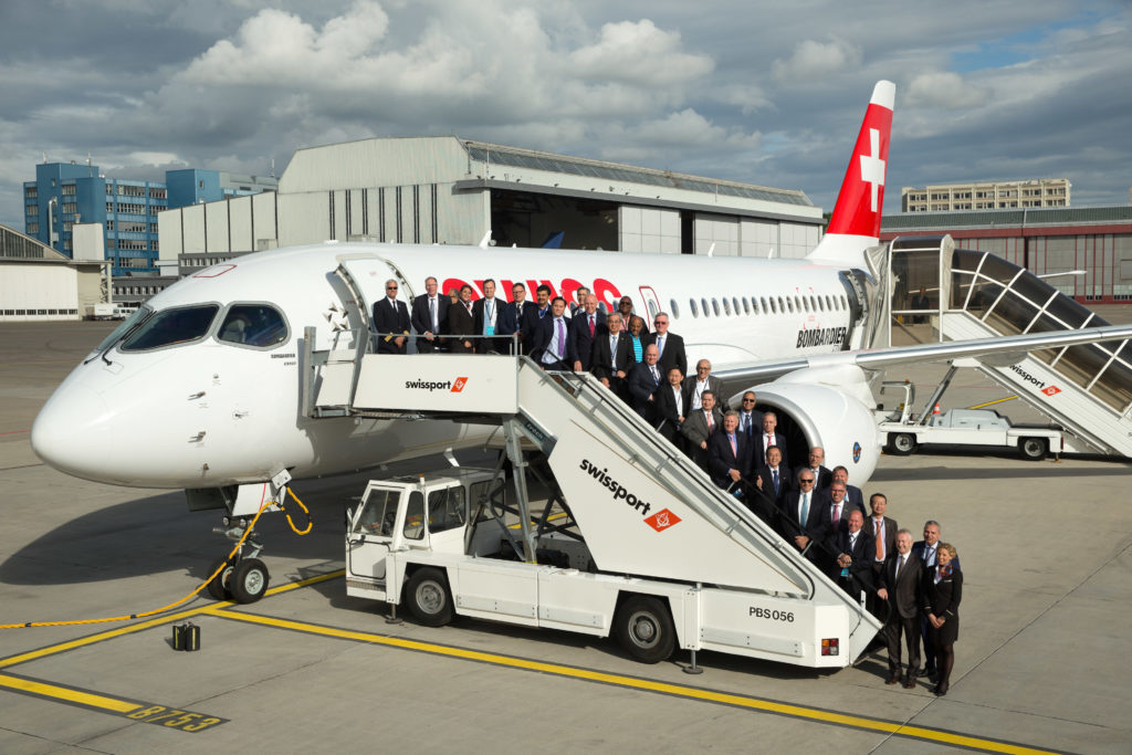 The Chief Executives of the Star Alliance member airlines arrive in Zurich for their summer meeting. They flew in on Bombardier's new CS100 aircraft, due to start normal operations in July.