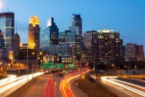 Minneapolis Skyline at Sunset Close