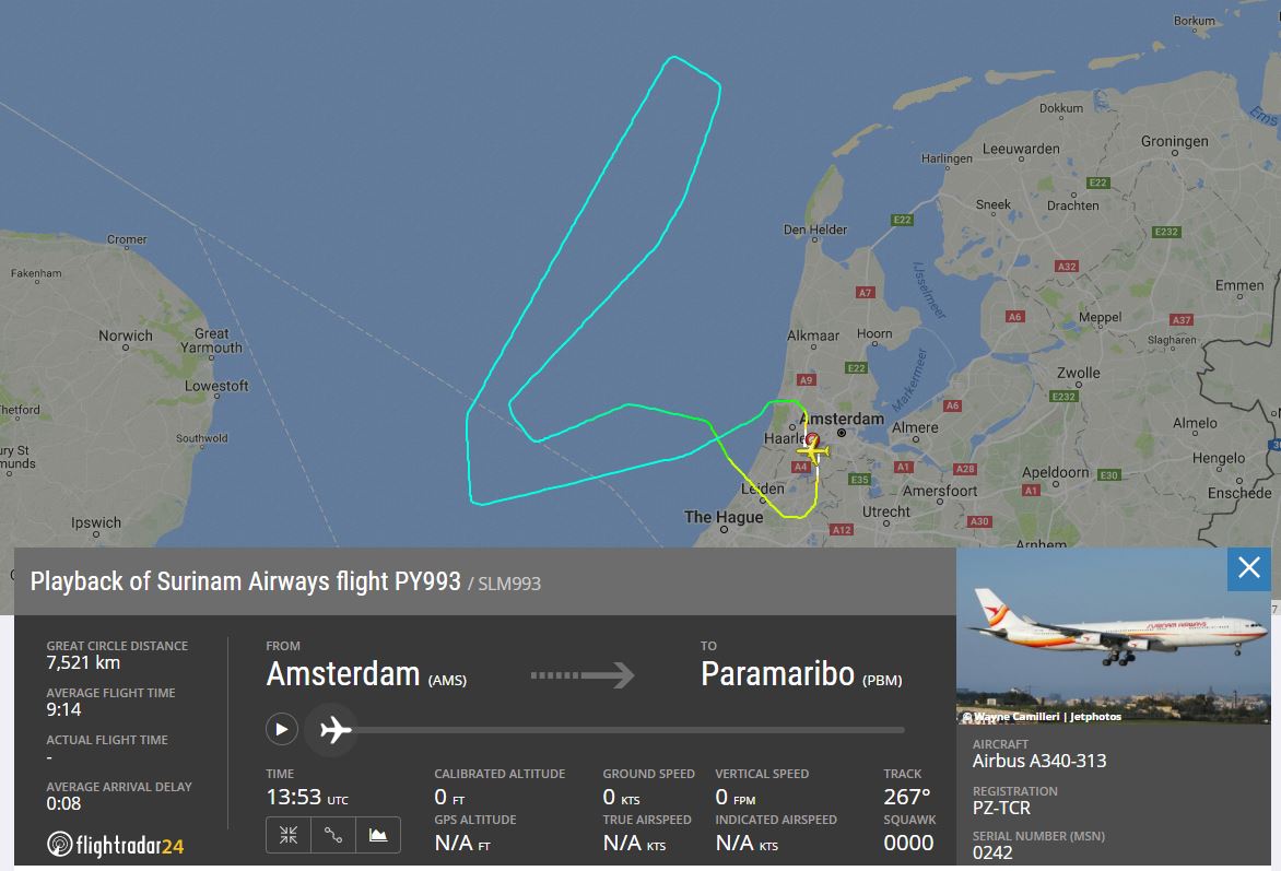 Surinam Airways Route Map Surinam Airways Returns Twice To Amsterdam Schiphol After Flaps Issues -  Aviation24.Be