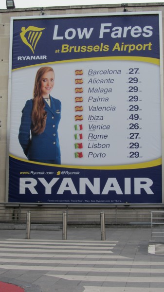 The large Ryanair ad, in the front of Brussels Airport