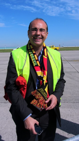 Brussels Airlines CEO Gustin came to encourage the team