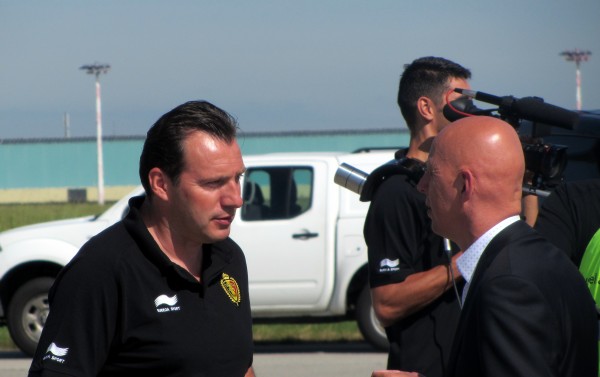 Coach Marc Wilmots and Federation CEO Stevens