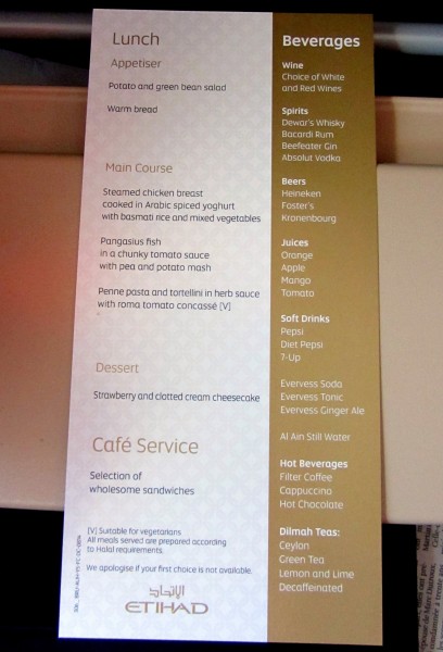 Lunch menu with a selection of 3 main courses