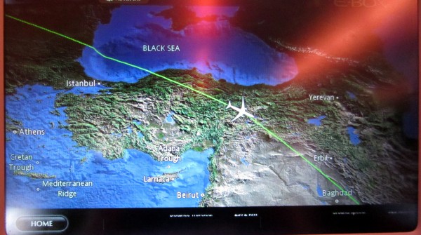The shortest way over Iraq between Erbil and Baghdad