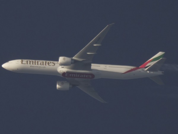 Emirates 773 (A6-ENM) flying at 36,000 ft from DXB to LYS