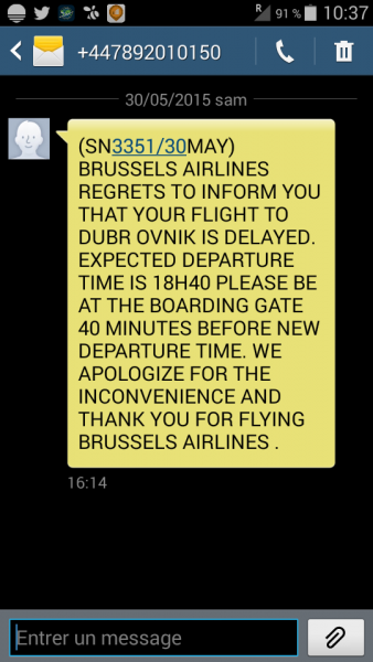 Message announcing delay