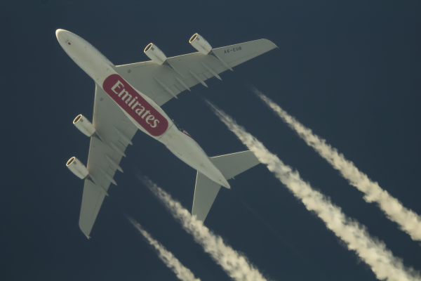 Emirates Airbus A380 A6-EUB Routing JFK-MIL at 38,000FT.