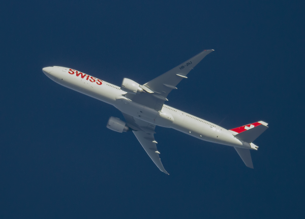 SWISS BOEING 777  HB-JNJ ROUTING NORTHWEST AS LX40  ZURICH--LOS ANGELES   32,000FT.